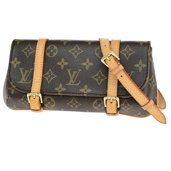LOUIS VUITTON LV Pochette Marrell Bum Bag Monogram Leather Brown - Picture 1 of 16
